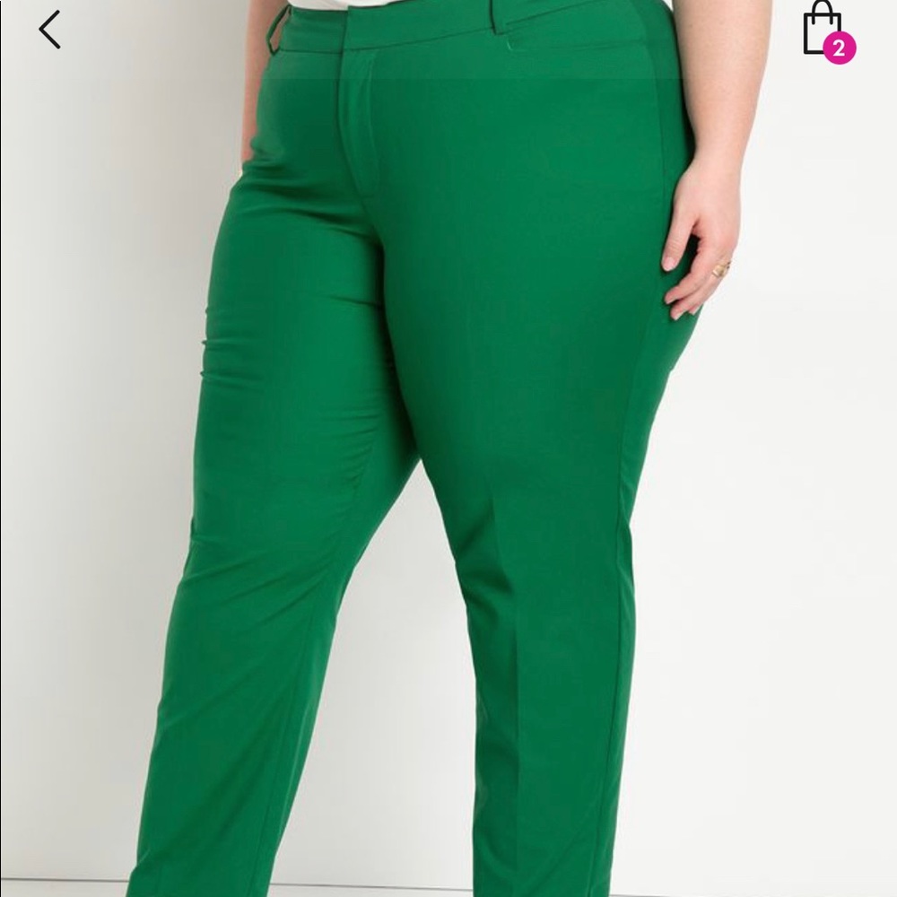 Eloquii Vibrant Green Straight Leg Pants